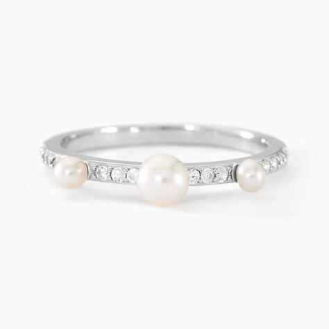 Bague Lua Argent Blanc Perle De Culture Oxyde De Zirconium - Bagues solitaires Femme | Histoire d’Or