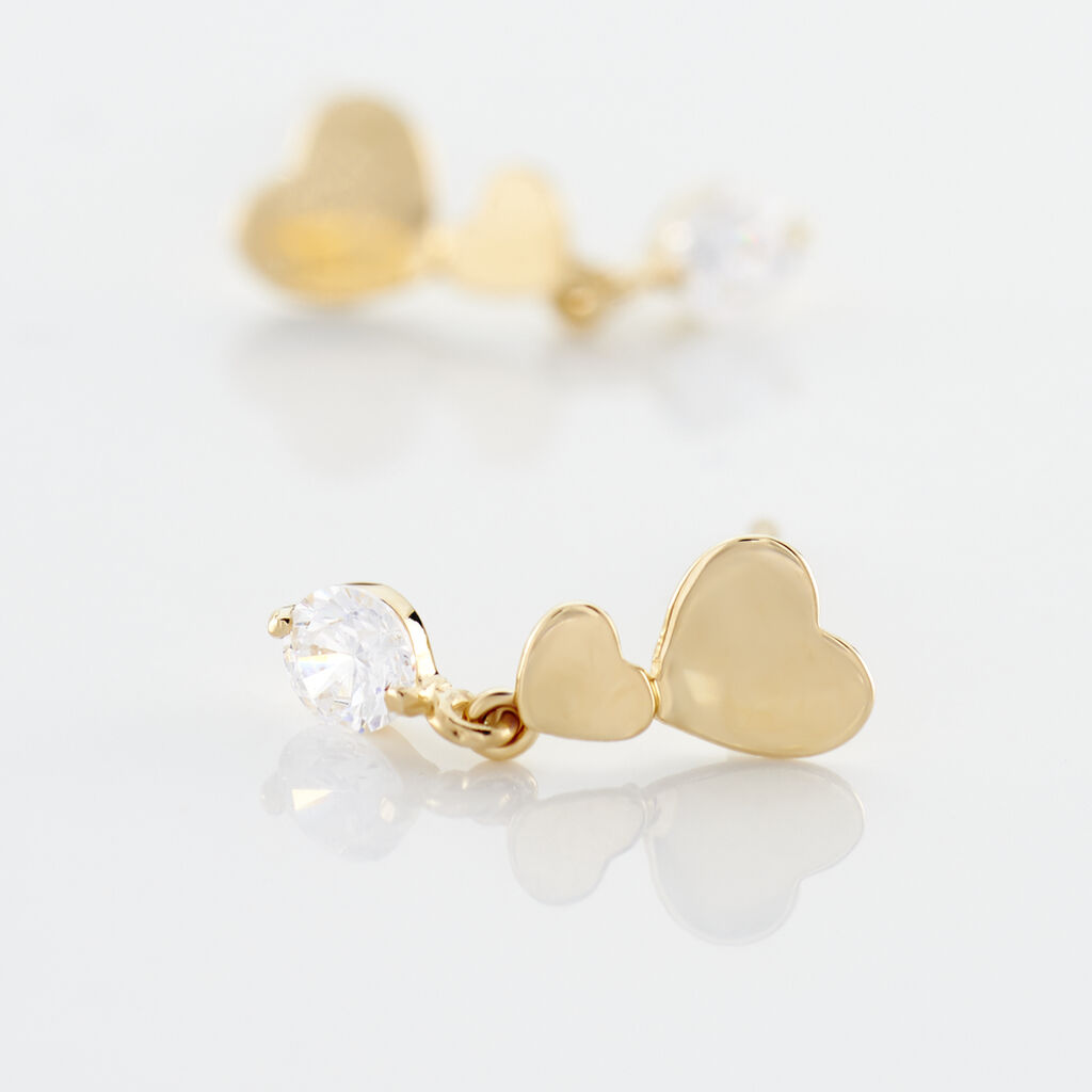 Boucles D'oreilles Pendantes Rihabe Or Jaune Oxyde De Zirconium - Boucles d'oreilles pendantes Femme | Histoire d&rsquo;Or