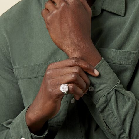Bague Maximiliano Argent Blanc - Bagues Homme | Histoire d’Or