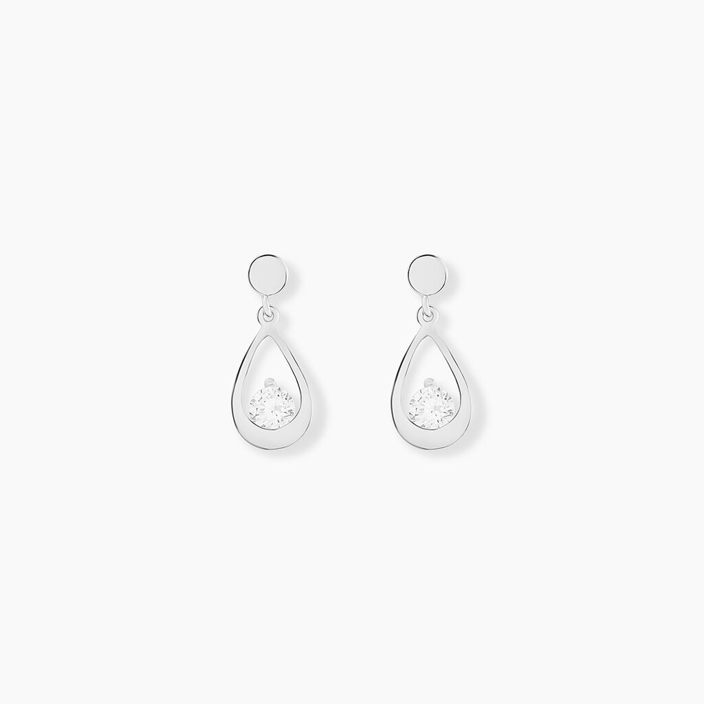 Boucles D'oreilles Pendantes Phaenna Or Blanc Oxyde De Zirconium - Boucles d'oreilles pendantes Femme | Histoire d&rsquo;Or
