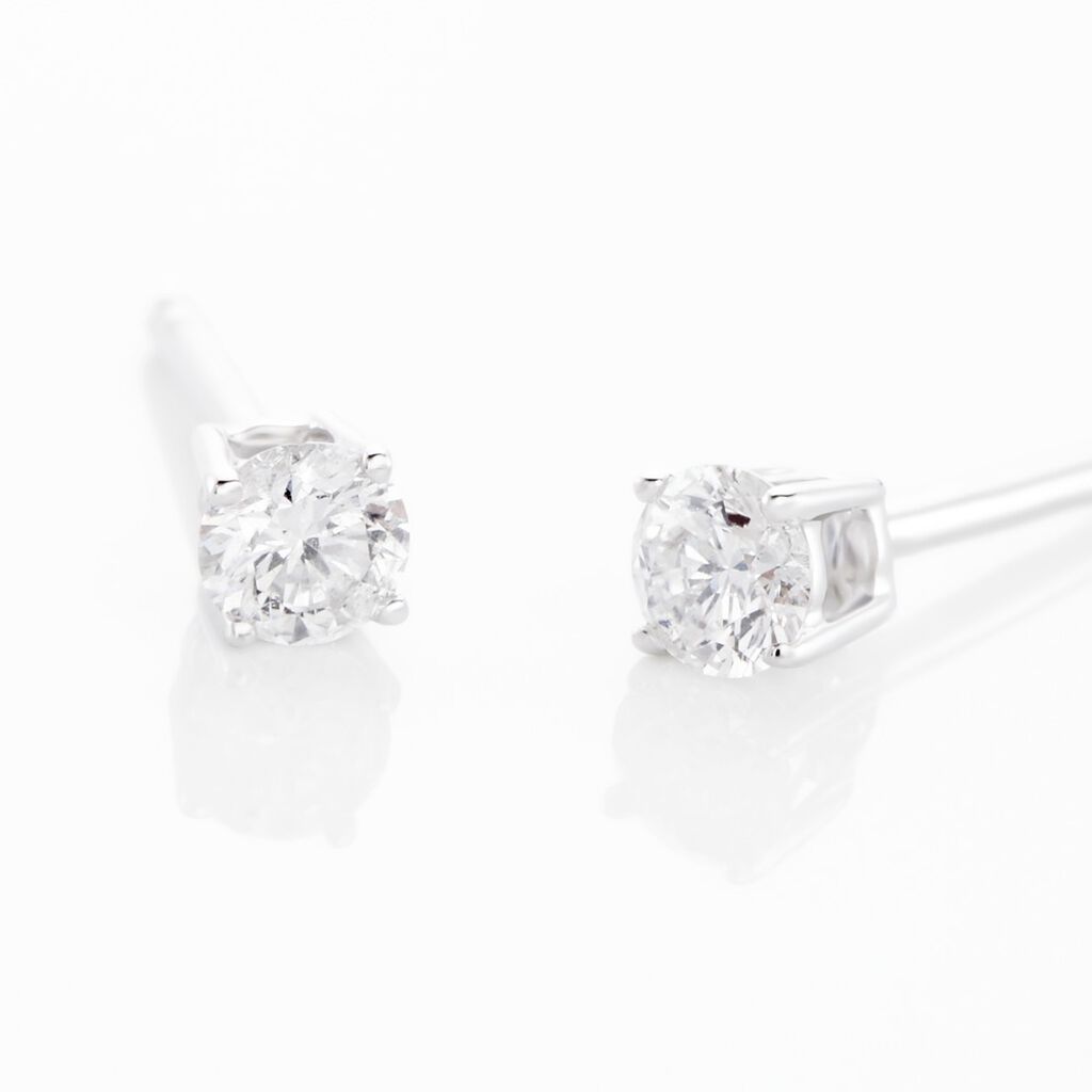 Boucles D'oreilles Puces Aphrodite Or Blanc Diamant - Clous d'oreilles Famille | Histoire d’Or