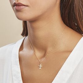 Pendentif Canice Croix Or Jaune Oxyde De Zirconium - Pendentifs Baptême Famille | Histoire d’Or