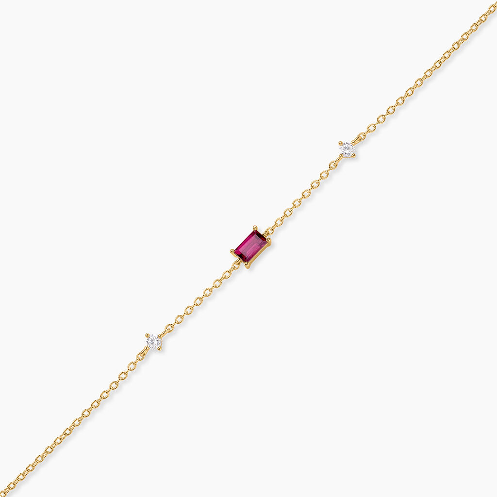 Bracelet Joaneder Argent Dor&eacute; A L'Or 750/1000 Rhodolite Oxyde De Zirconium - Bracelets Pierre Femme | Histoire d&rsquo;Or