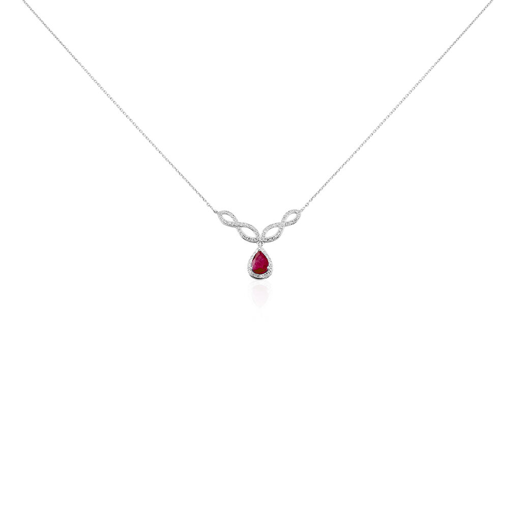 Collier Sissi Or Blanc Diamant Et Rubis - Colliers Femme | Histoire d’Or