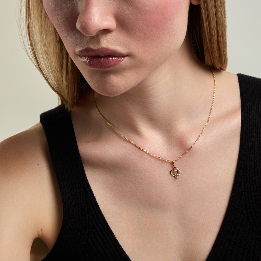 Pendentif Ademe Ivena Dor&eacute; A L'Or 750/1000 Oxyde De Zirconium - F&ecirc;te des m&egrave;res Femme | Histoire d&rsquo;Or