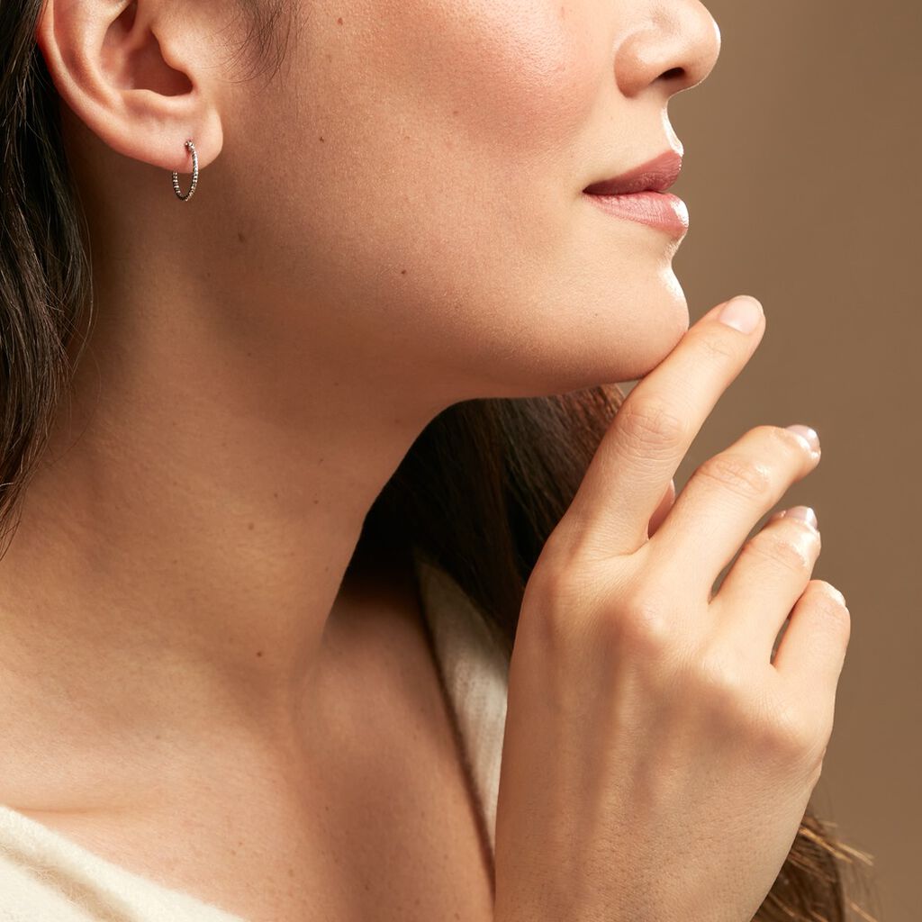 Créoles Valentine Argent Blanc - Boucles d'oreilles créoles Femme | Histoire d’Or