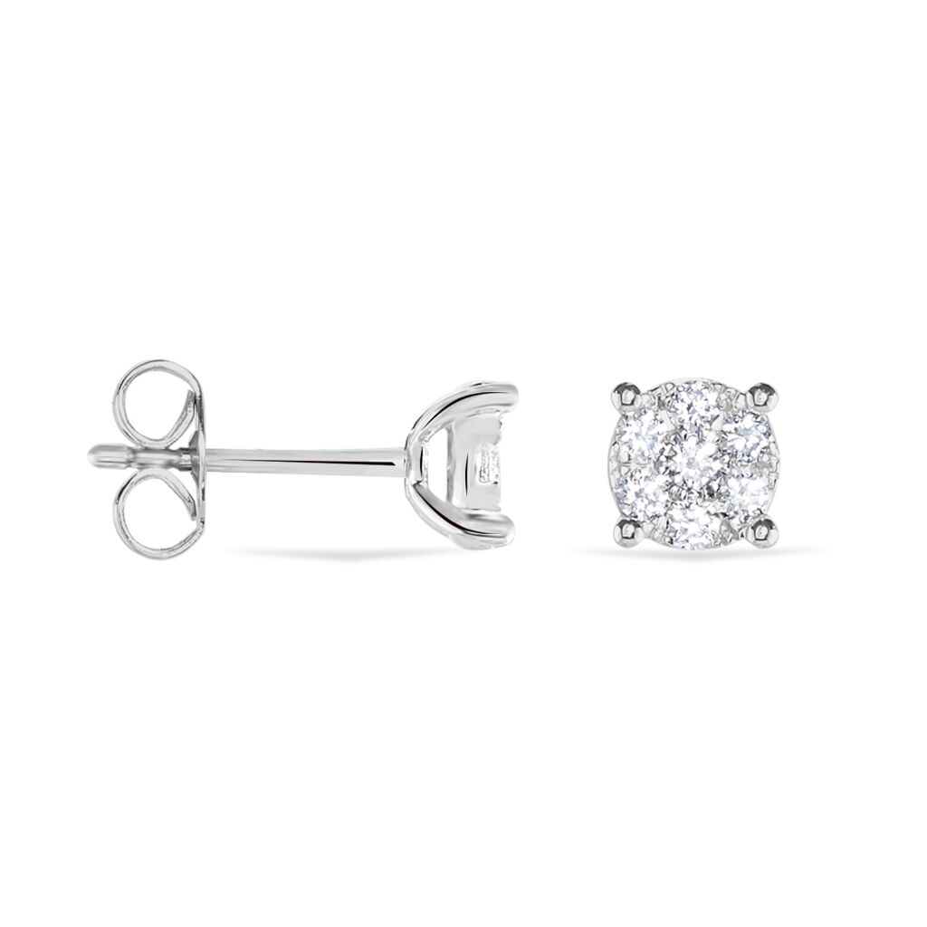 Boucles D'oreilles Puces Charlene Or Blanc Diamant Synthetique - Clous d'oreilles Femme | Histoire d’Or