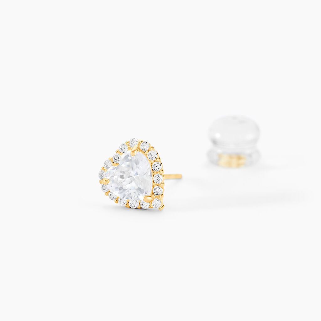 Boucles D'oreilles Puces Aymane Or Jaune Oxyde De Zirconium - Clous d'oreilles Famille | Histoire d’Or