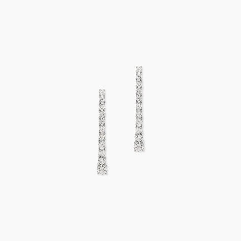 Boucles D'oreilles Puces Riviera Or Blanc Diamant - Boucles d'oreilles pendantes Femme | Histoire d&rsquo;Or
