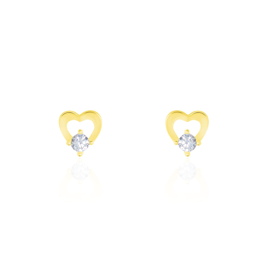 Boucles D'oreilles Puces Daria Cœur Or Jaune Oxyde De Zirconium - Clous d'oreilles Femme | Histoire d’Or