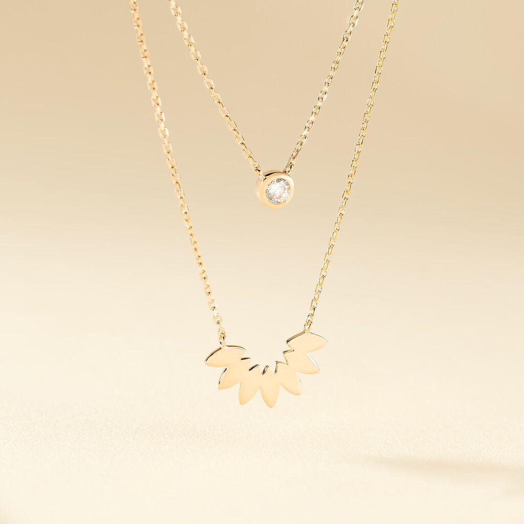 Collier Varia Plaqué Or Jaune Oxyde De Zirconium - Colliers doubles et triples chaînes Femme | Histoire d’Or