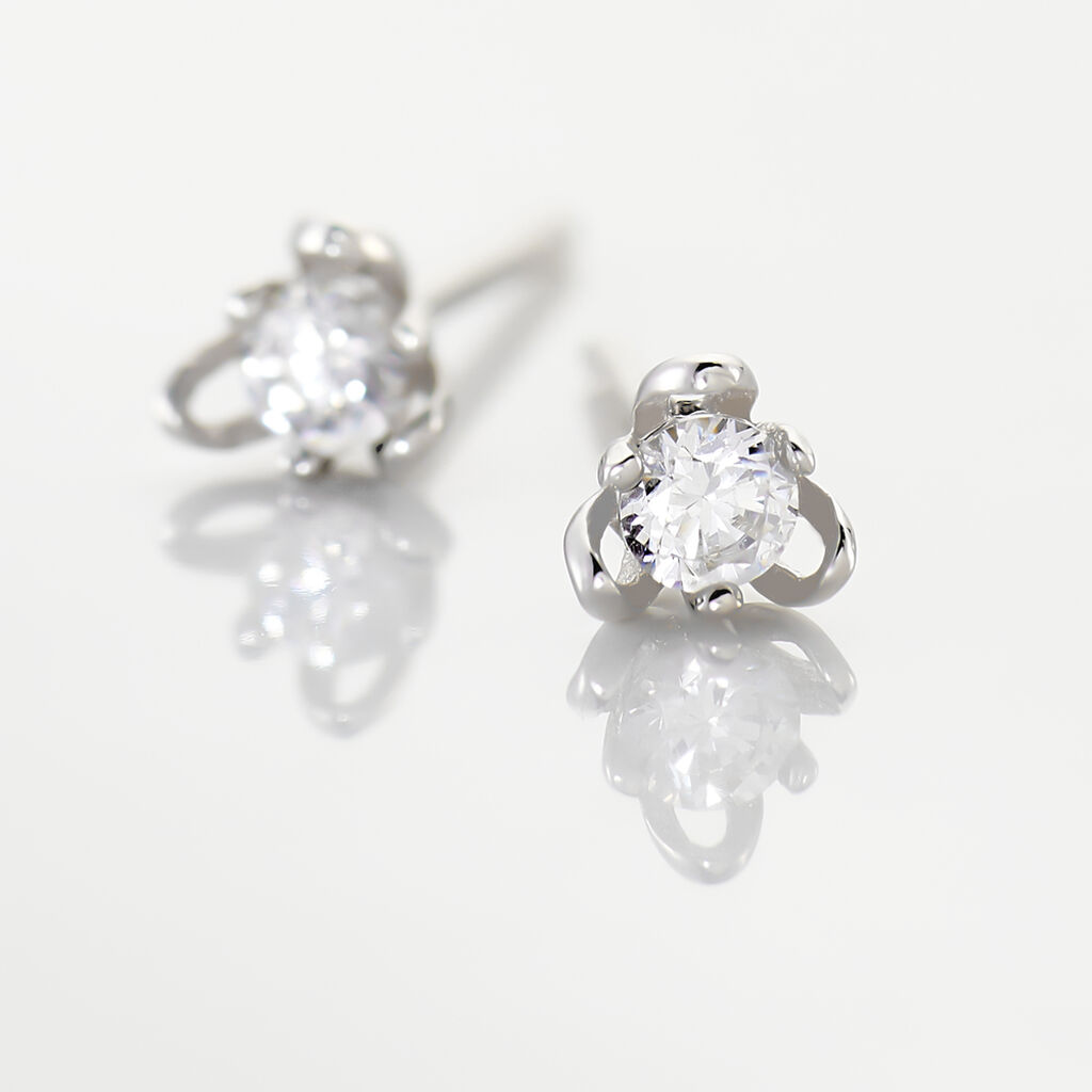 Boucles D'oreilles Puces Charlyne Argent Blanc Oxyde De Zirconium - Boucles d'oreilles fantaisie Femme | Histoire d’Or