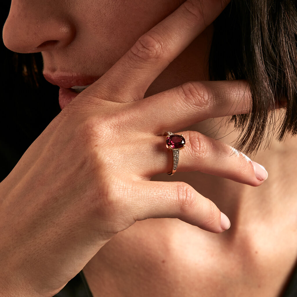Bague Rhodolite Fever Or Jaune Rhodolite Oxyde De Zirconium - Bagues solitaires Femme | Histoire d’Or