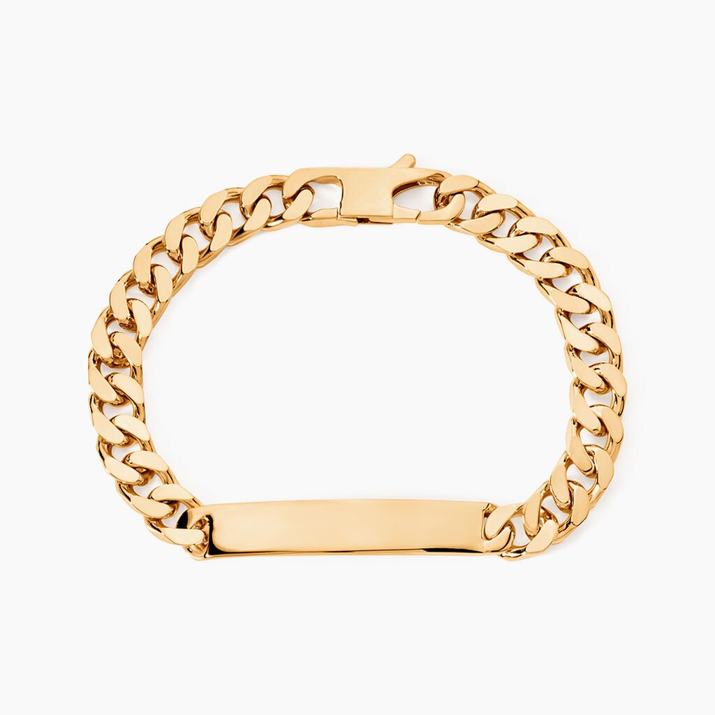 Bracelet Identit&eacute; Clement Plaqu&eacute; Or Jaune - Gourmettes Homme | Histoire d&rsquo;Or