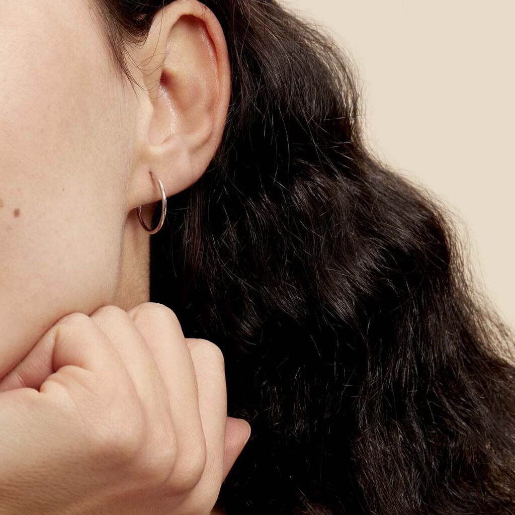 Créoles Dominae Or Blanc - Boucles d'oreilles créoles Femme | Histoire d’Or