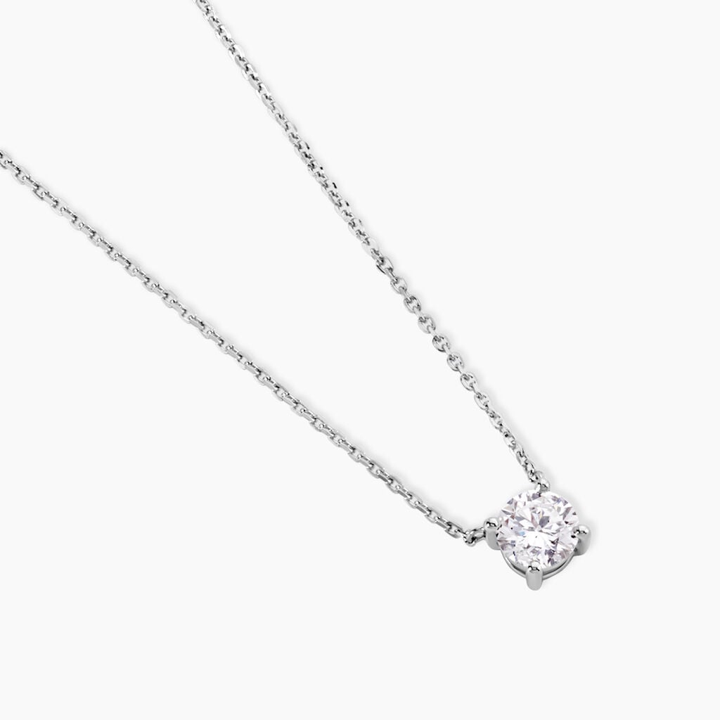 Collier Solitaire One Platine Blanc Diamant - Bijoux Pierres Pr&eacute;cieuses Femme | Histoire d&rsquo;Or