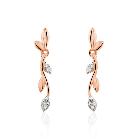 Boucles D'oreilles Pendantes Emelyne Or Rose Diamant - Boucles d'oreilles pendantes Femme | Histoire d’Or