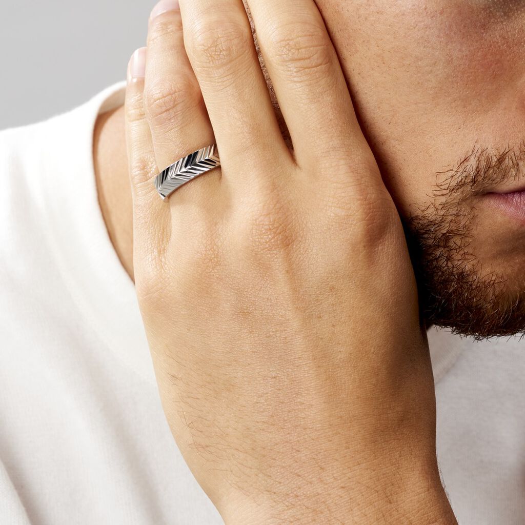 Bague Acier Blanc Jancis - Bagues fantaisie Homme | Histoire d’Or