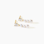 Boucles D'Oreilles Pendantes Ka&euml;la Argent Dor&eacute; A L'Or 750/1000 Perle De Culture Oxyde De Zirconium - Boucles d'oreilles pendantes Femme | Histoire d&rsquo;Or