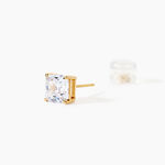 Boucles D'oreilles Puces Doreen Carre Or Jaune Oxyde De Zirconium - Clous d'oreilles Femme | Histoire d&rsquo;Or