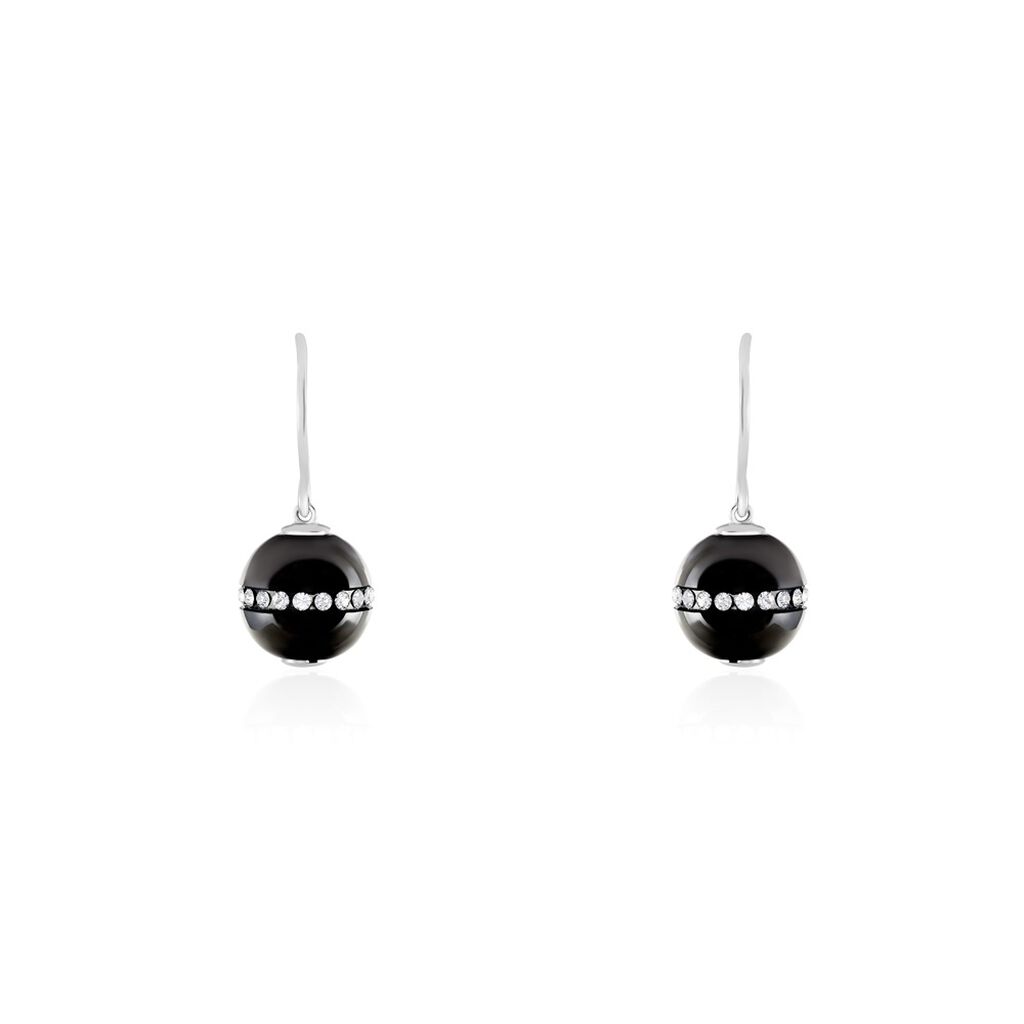 Boucles D'oreilles Pendantes Nina Cera Argent  Strass Et Céramique - Boucles d'oreilles fantaisie Femme | Histoire d’Or