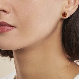 Boucles D'oreilles Puces Argent Blanc Brunhild Ambre - Boucles d'oreilles fantaisie Femme | Histoire d’Or