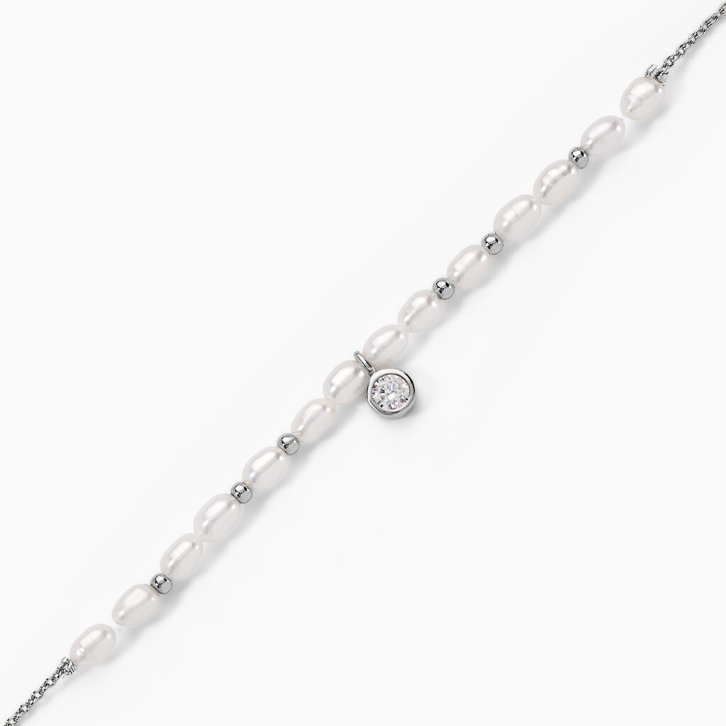 Bracelet Perlissima Argent Blanc Oxyde Et Perle De Culture - Bracelets Femme | Histoire d&rsquo;Or