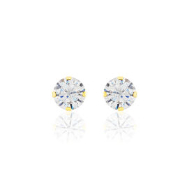 Boucles D'oreilles Puces Eddie Or Jaune Oxyde De Zirconium - Clous d'oreilles Femme | Histoire d’Or