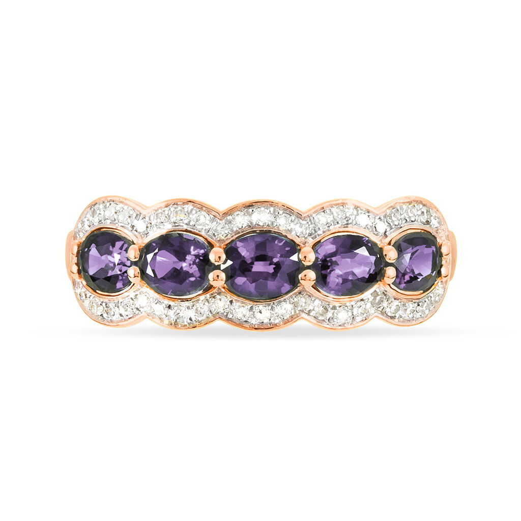 Bague Margaux Or Rose Amethyste Et Diamant - Bagues avec pierre Femme | Histoire d’Or