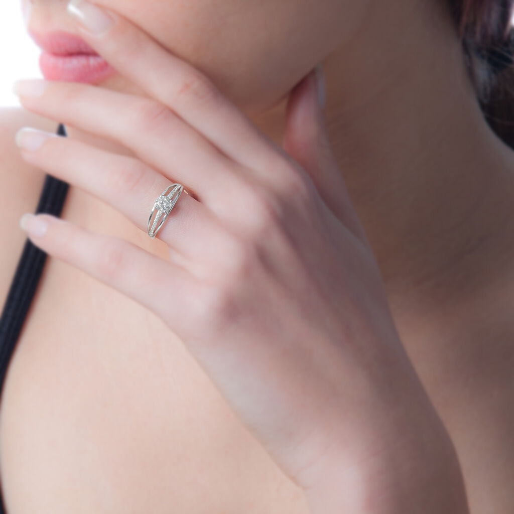 Bague Nevae Or Blanc Oxyde De Zirconium - Bagues solitaires Femme | Histoire d’Or