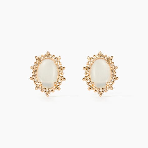 Boucles D'oreilles Puces Vintage Love Plaqué Or Jaune Pierre De Lune - Boucles d'oreilles fantaisie Femme | Histoire d’Or