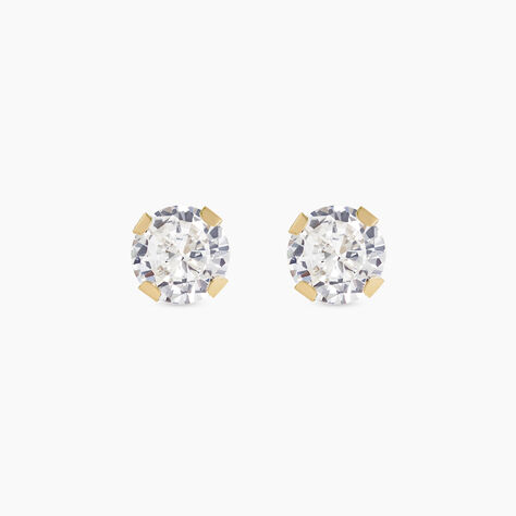 Boucles D'oreilles Puces Eddie Or Jaune Oxyde De Zirconium - Clous d'oreilles Femme | Histoire d’Or