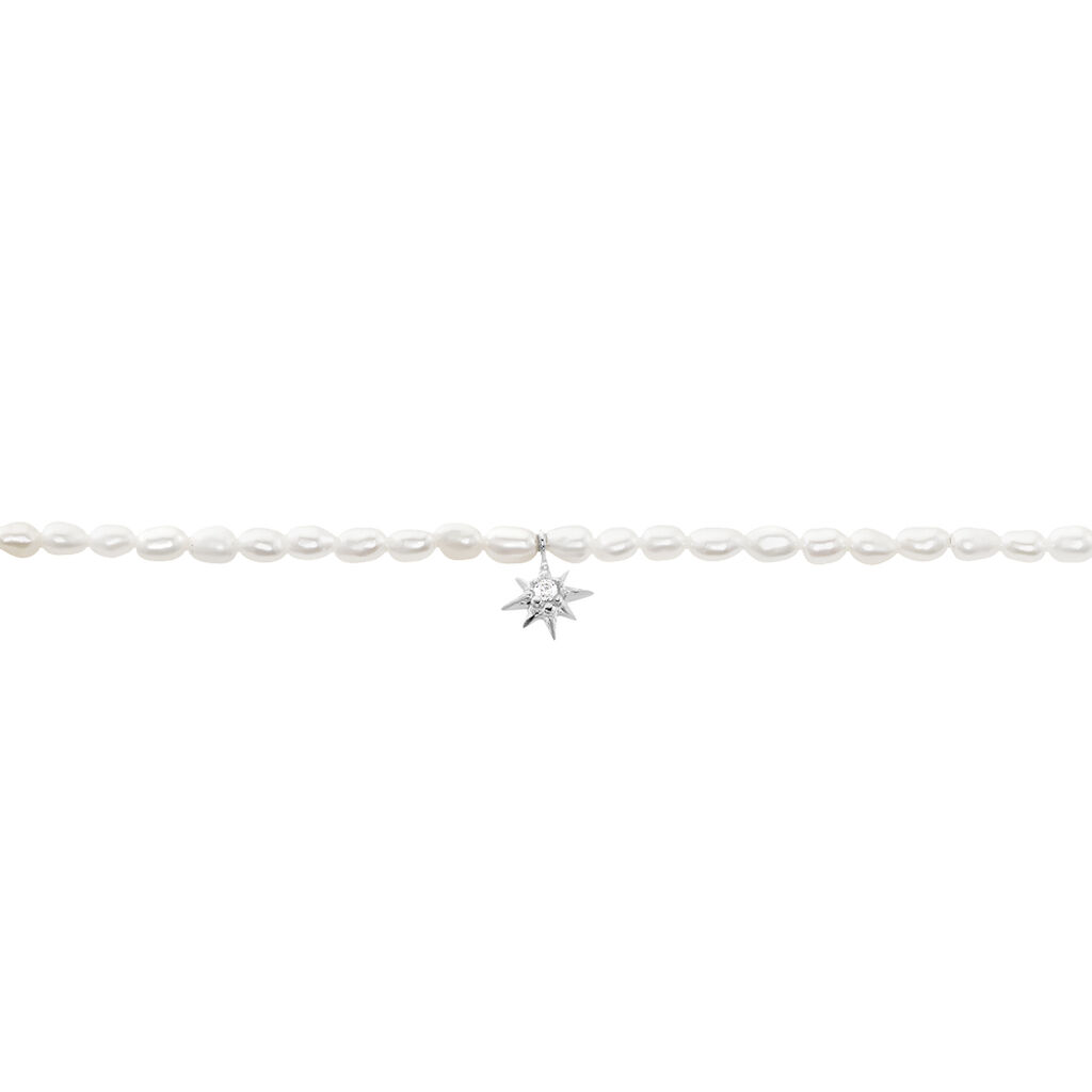 Bracelet Shelah Argent Blanc Perle De Culture Oxyde De Zirconium - Bracelets Femme | Histoire d’Or