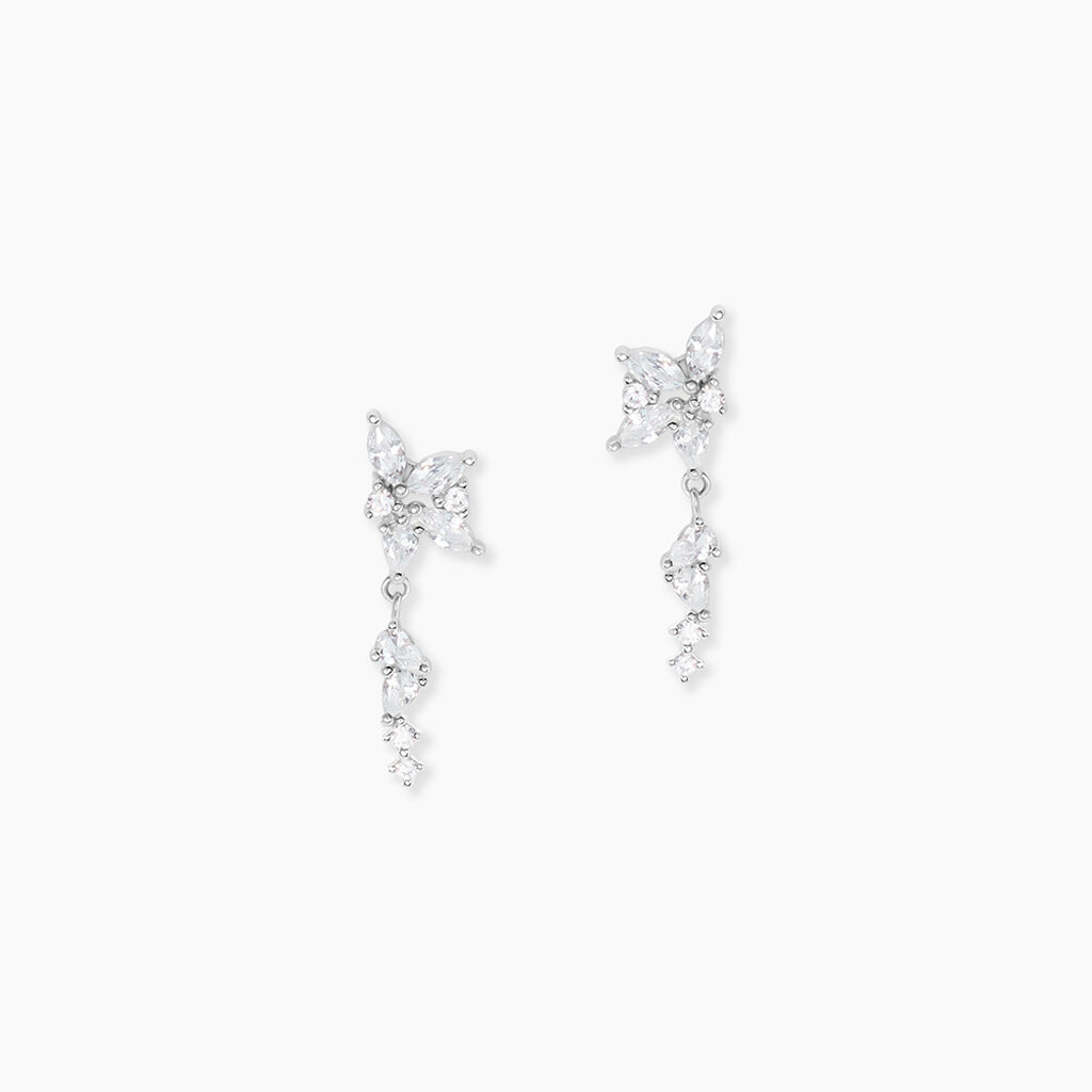 Boucles D'Oreilles Pendantes Glow Up Argent Blanc Oxyde De Zirconium - Boucles d'oreilles fantaisie Femme | Histoire d&rsquo;Or