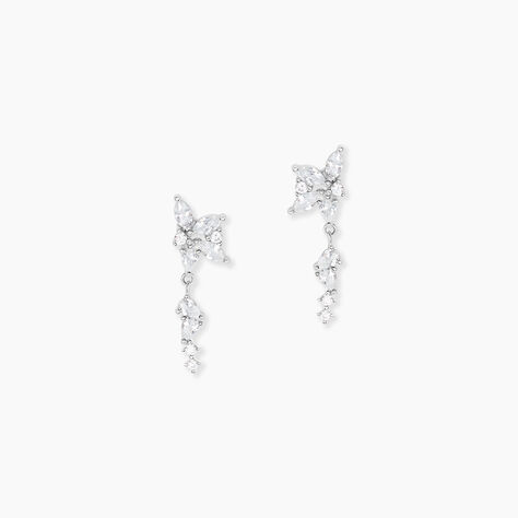 Boucles D'Oreilles Pendantes Glow Up Argent Blanc Oxyde De Zirconium - Boucles d'oreilles fantaisie Femme | Histoire d&rsquo;Or