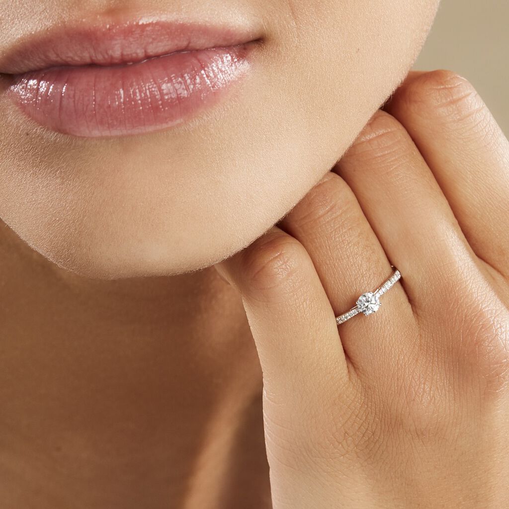 Bague Solitaire Hemera Or Blanc Diamant Synthetique - Bagues solitaires Femme | Histoire d’Or