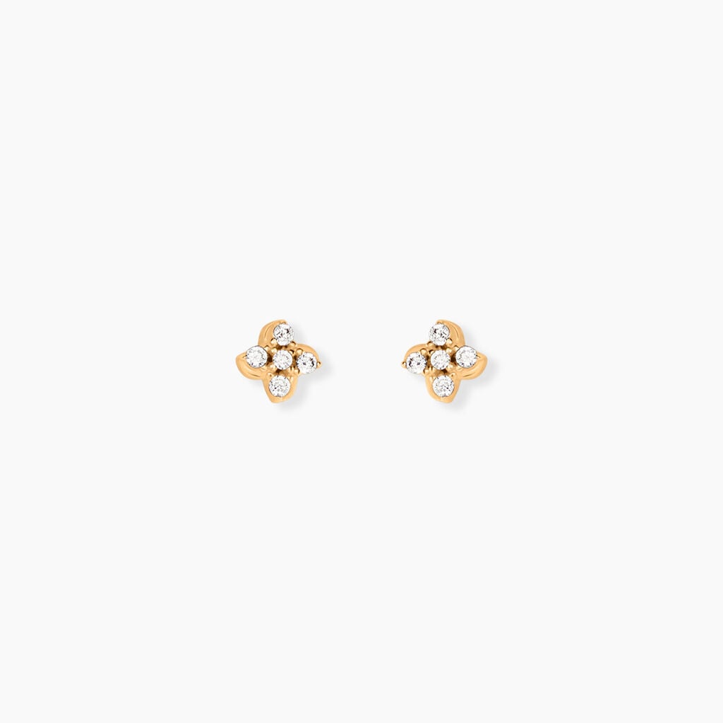 Boucles D'Oreilles Puces Monya Plaqu&eacute; Or Jaune Oxyde De Zirconium - Boucles d'oreilles fantaisie Femme | Histoire d&rsquo;Or