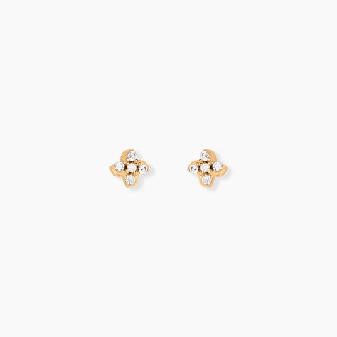 Boucles D'Oreilles Puces Monya Plaqu&eacute; Or Jaune Oxyde De Zirconium - Boucles d'oreilles fantaisie Femme | Histoire d&rsquo;Or