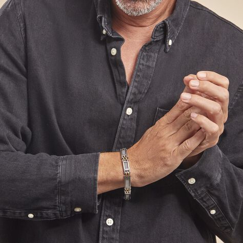 Bracelet Jourdan Zephir Acier Bicolore Dore / Blanc - Bracelets Homme | Histoire d’Or