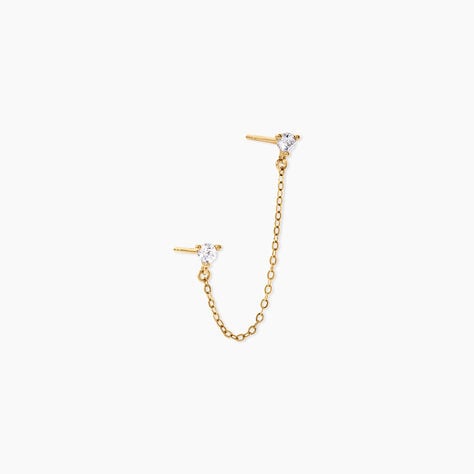 Boucles D'Oreilles D&eacute;pareill&eacute;es Viviette Argent Dor&eacute; A L'Or 750/1000 Oxyde De Zirconium - Boucles d'oreilles fantaisie Enfant | Histoire d&rsquo;Or