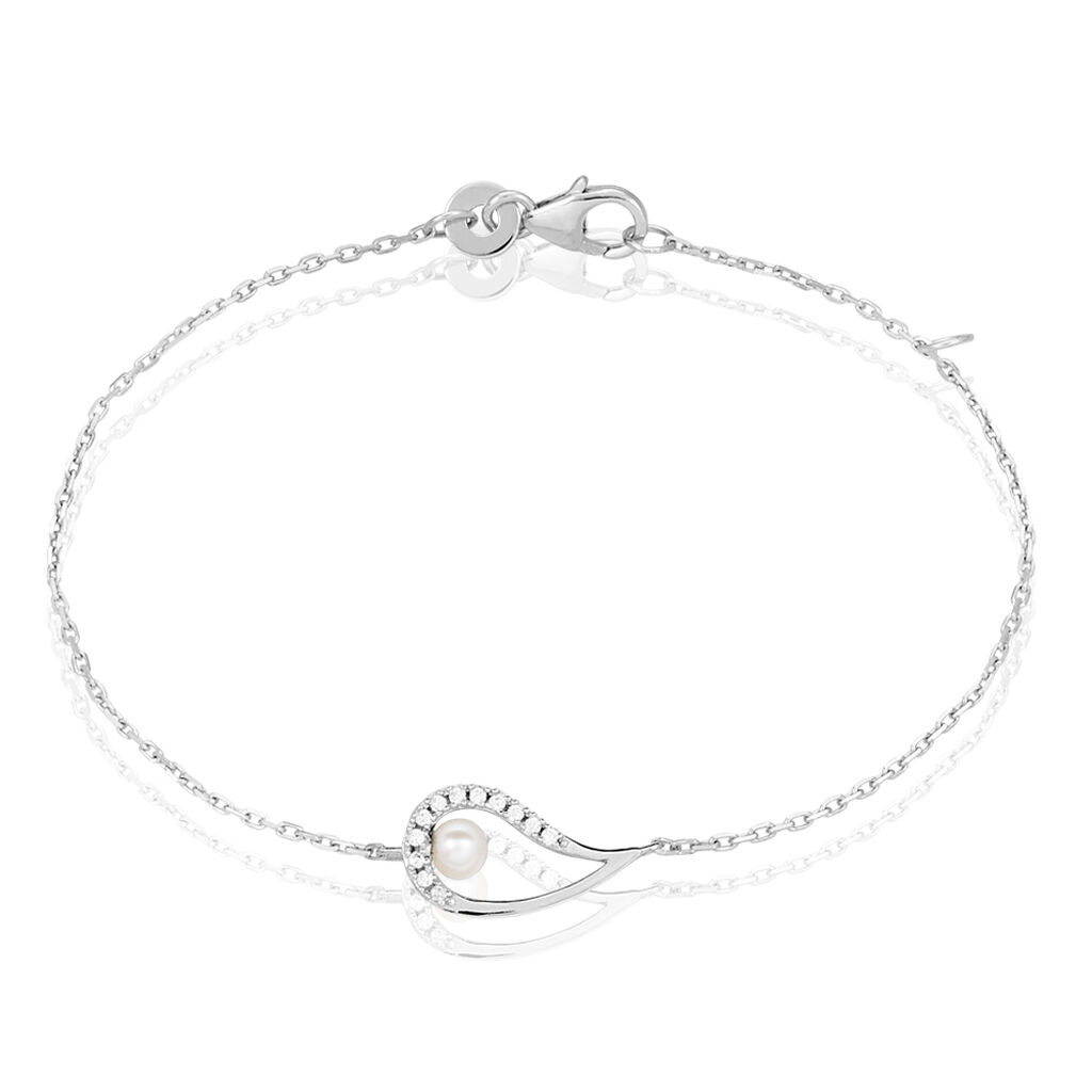 bracelet akiko argent blanc perle de culture et oxyde de zirconium