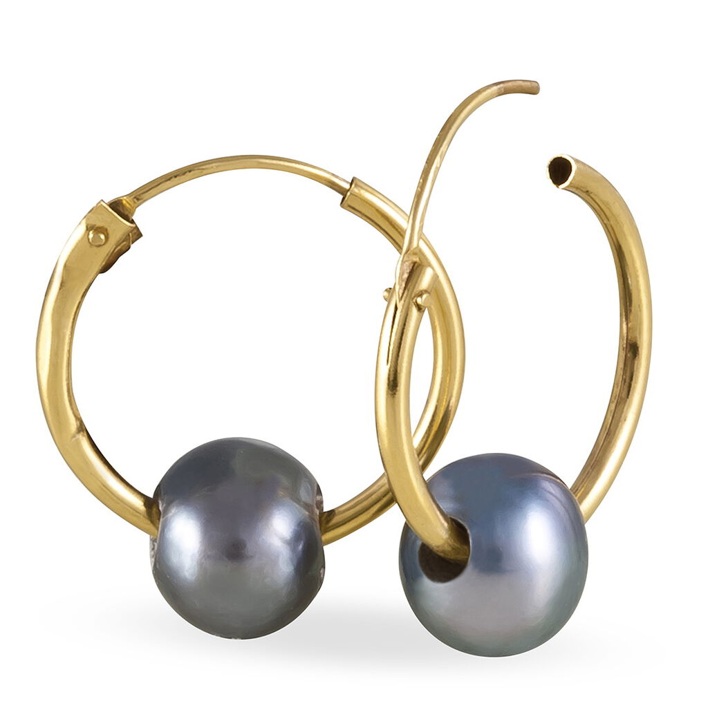 Boucles D'oreilles Puces Suraya Or Jaune Perle De Culture - Boucles d'oreilles cr&eacute;oles Femme | Histoire d&rsquo;Or