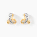 Boucles D'oreilles Puces Volute Or Jaune Diamant - Clous d'oreilles Femme | Histoire d&rsquo;Or