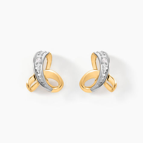 Boucles D'oreilles Puces Volute Or Jaune Diamant - Clous d'oreilles Femme | Histoire d&rsquo;Or