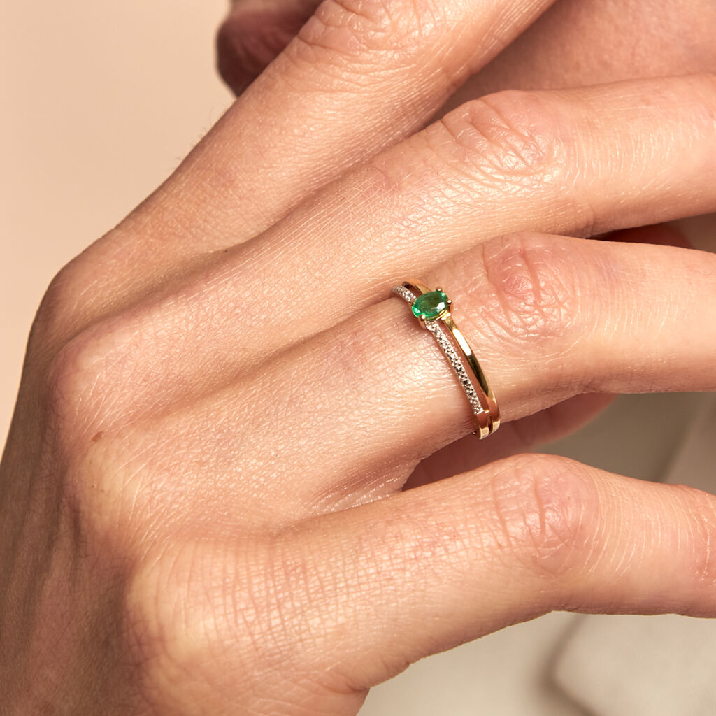 Bague Emeald Is The New Black Or Jaune Emeraude Diamant - Bagues solitaires Femme | Histoire d’Or