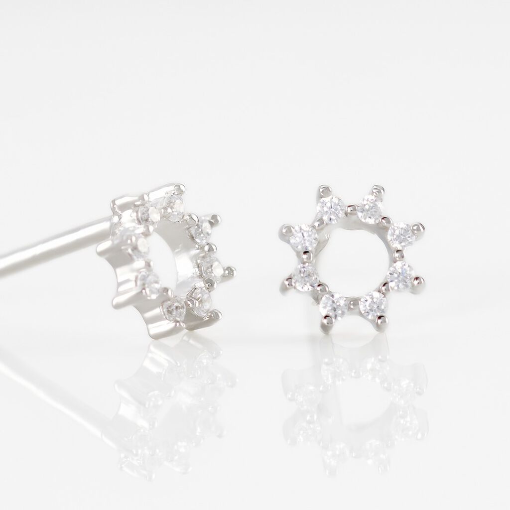 Boucles D'oreilles Puces Ama Argent Blanc Oxyde De Zirconium - Boucles d'oreilles fantaisie Femme | Histoire d’Or