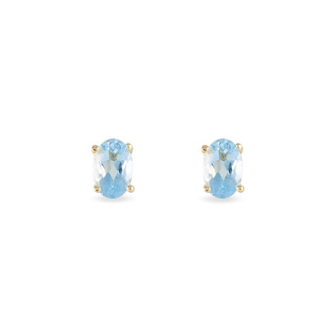Boucles D'oreilles Puces Elea Serti Griffe Or Jaune Topaze - Clous d'oreilles Femme | Histoire d’Or