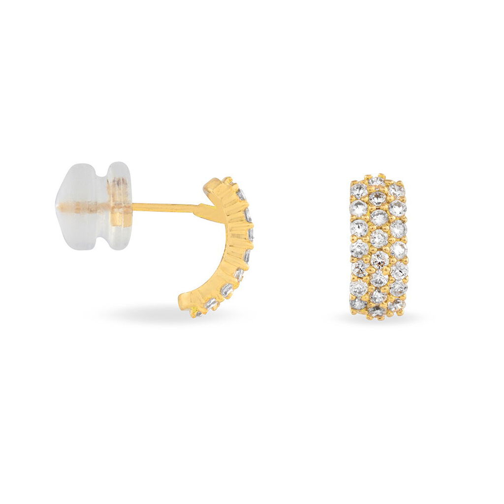 Boucles D'oreilles Jacquelene Rondes Or Jaune Oxyde De Zirconium - Boucles d'oreilles créoles Femme | Histoire d’Or