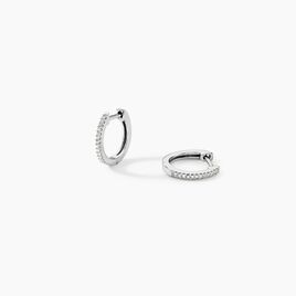 Créoles Aryanna Rondes Or Blanc Diamant - Boucles d'oreilles créoles Femme | Histoire d’Or