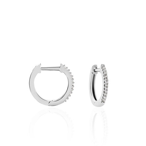 Créoles Aryanna Rondes Or Blanc Diamant - Boucles d'oreilles créoles Femme | Histoire d’Or
